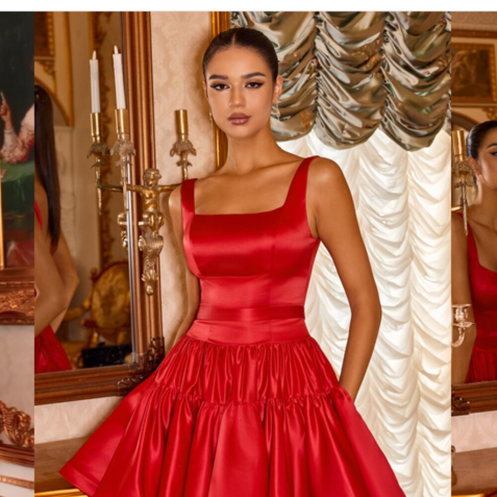 Red Satin Skater Dress, Size 8 & 10 available